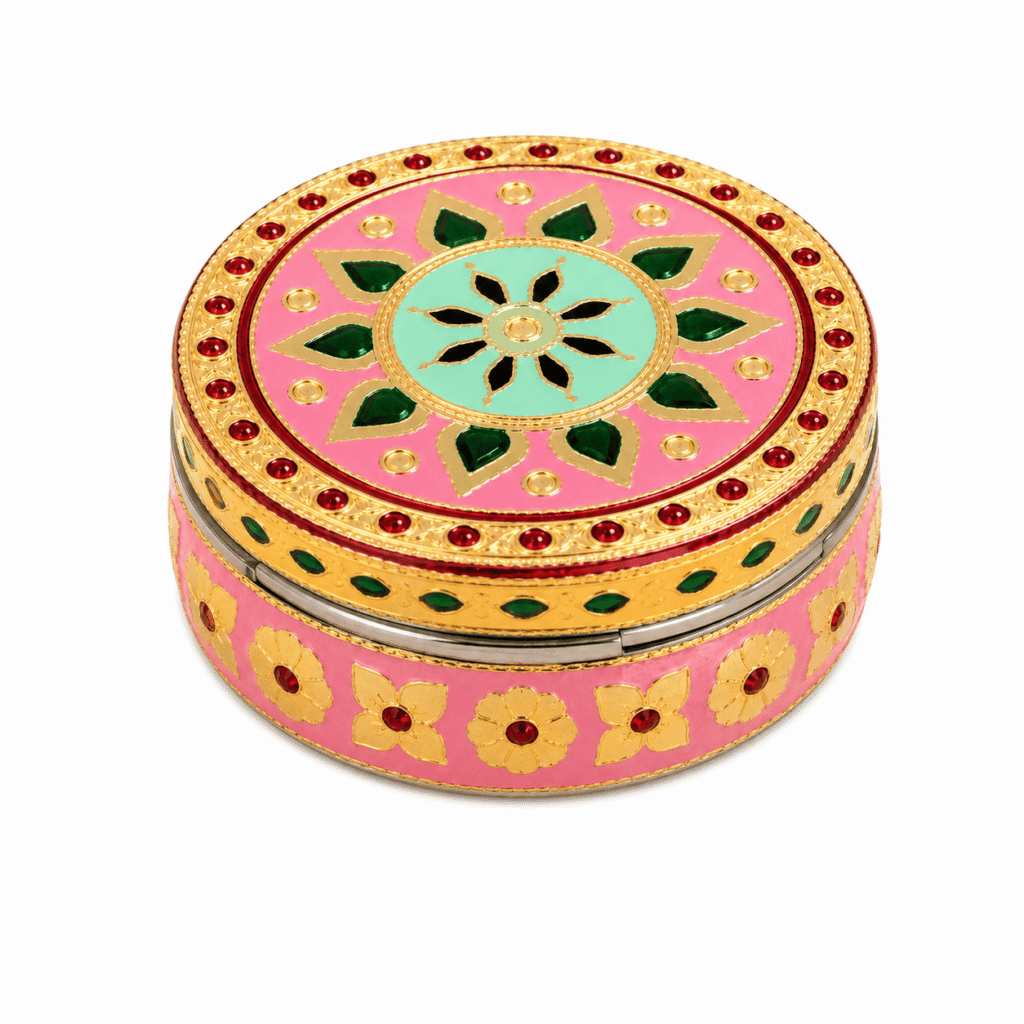 Pink Floral Meenakari Storage Box
