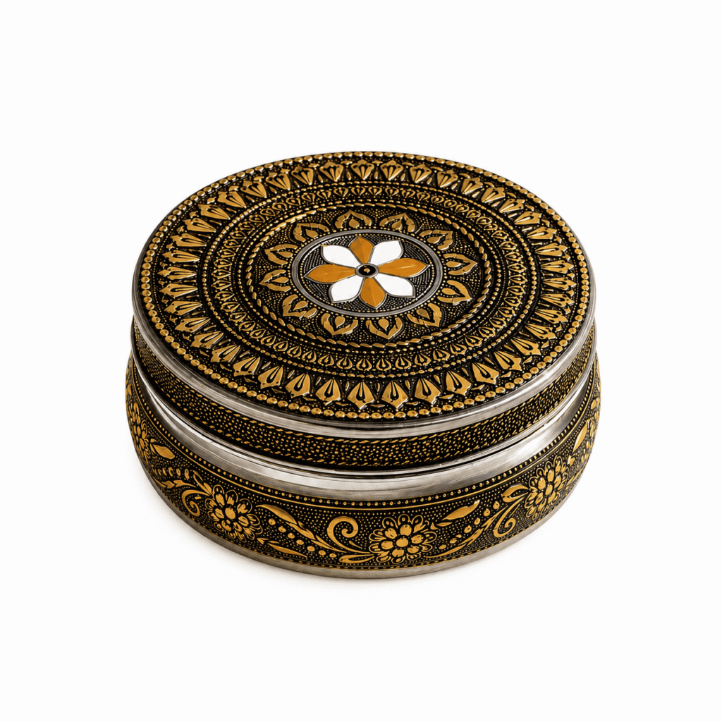 Black Floral Meenakari Storage Box