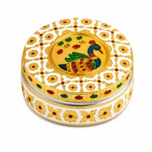 White Meenakari Wooden Utility Box - Image 1