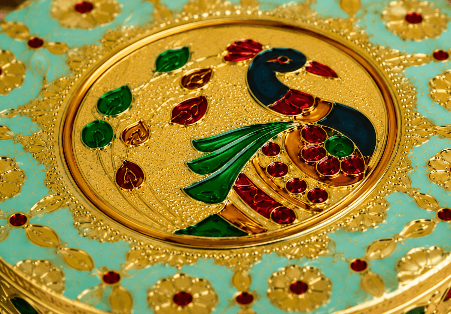 Mint Peacock Meenakari Utility Box - Image 3