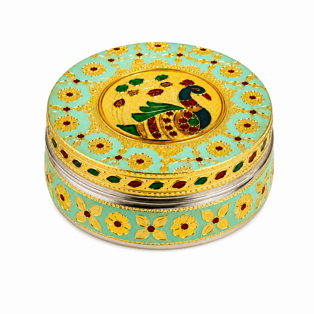 Mint Peacock Meenakari Utility Box