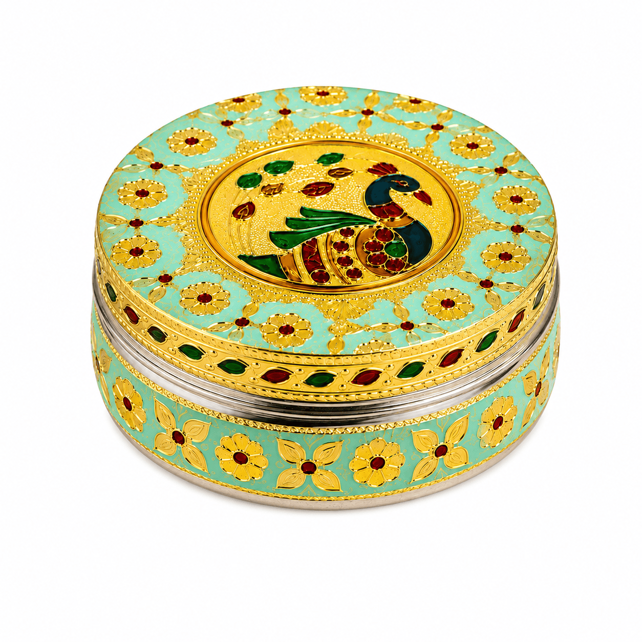 Mint Peacock Meenakari Utility Box - Image 1