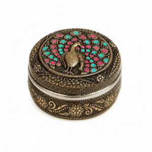 Peacock Meenakari Trinket Box