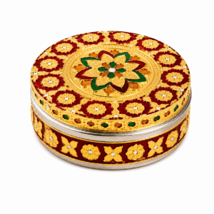 Golden Floral Meenakari Utility Box - Image 1