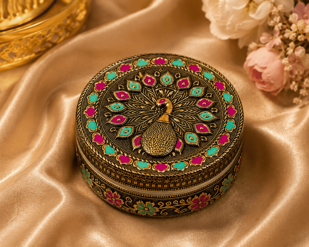 Antique Peacock Meenakari Utility Box