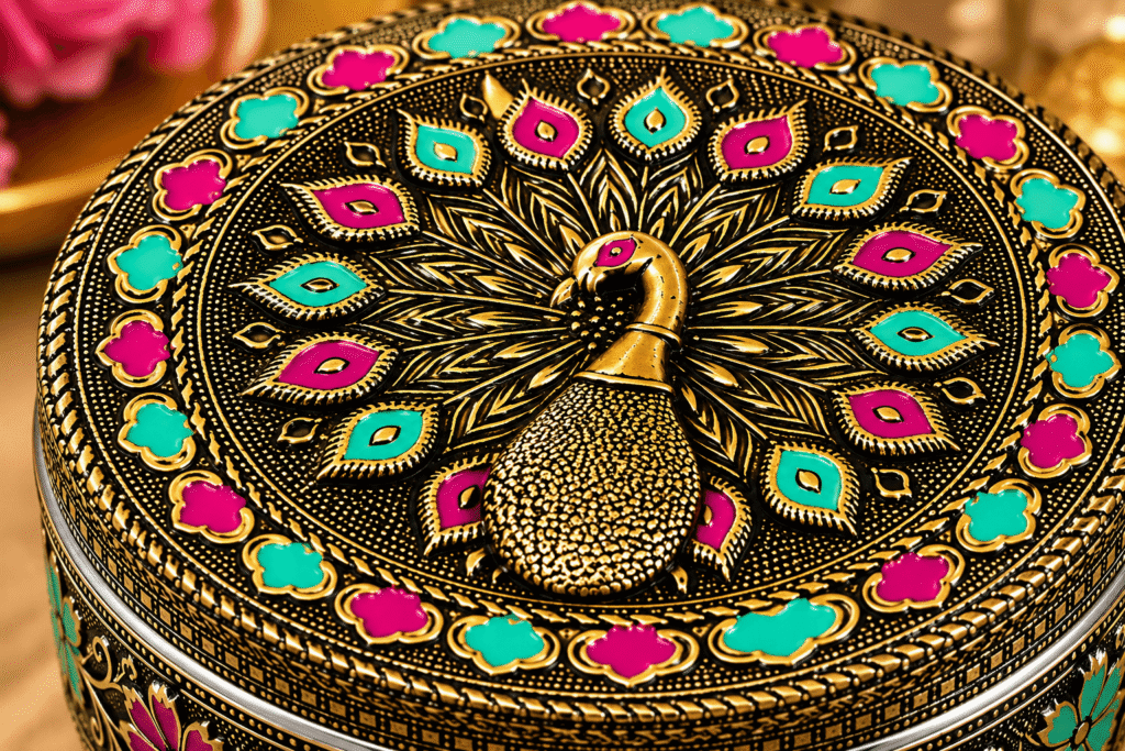 Antique Peacock Meenakari Utility Box