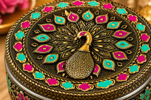 Antique Peacock Meenakari Utility Box - Image 2