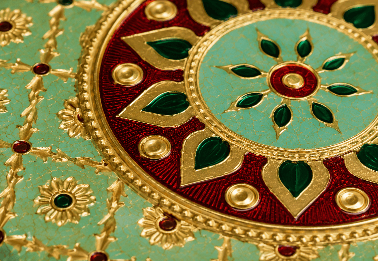 Green Mandala Meenakari Utility Box - Image 4