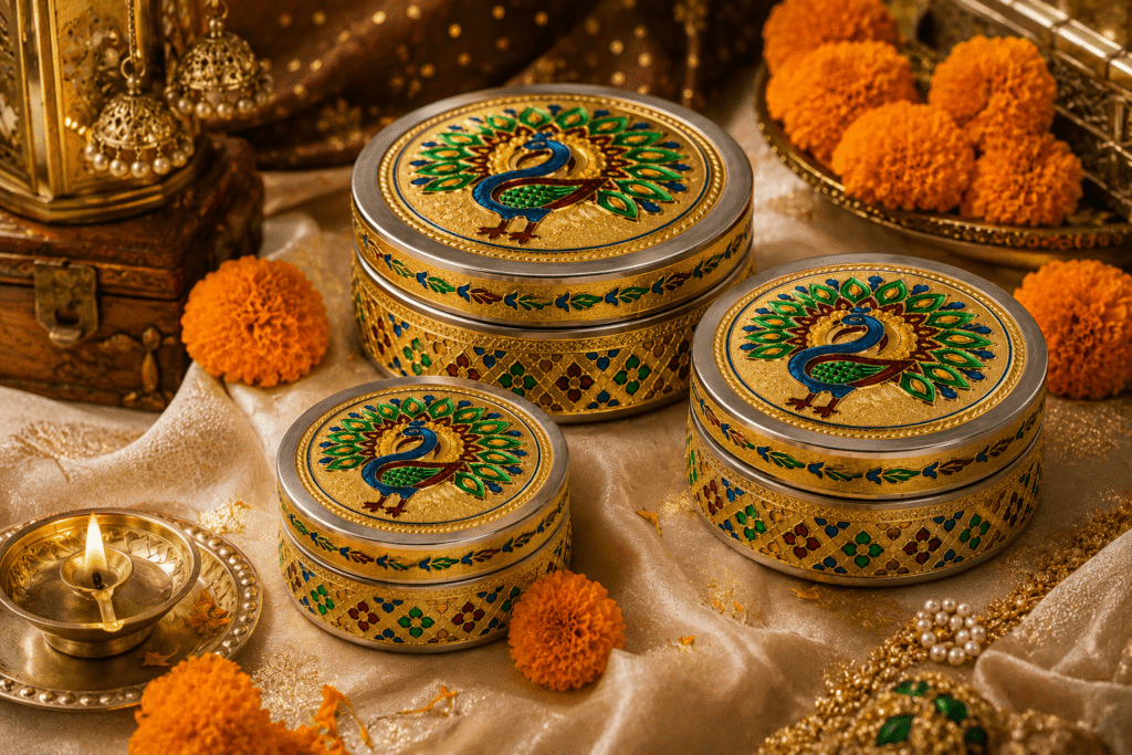 Peacock Meenakari Storage Box