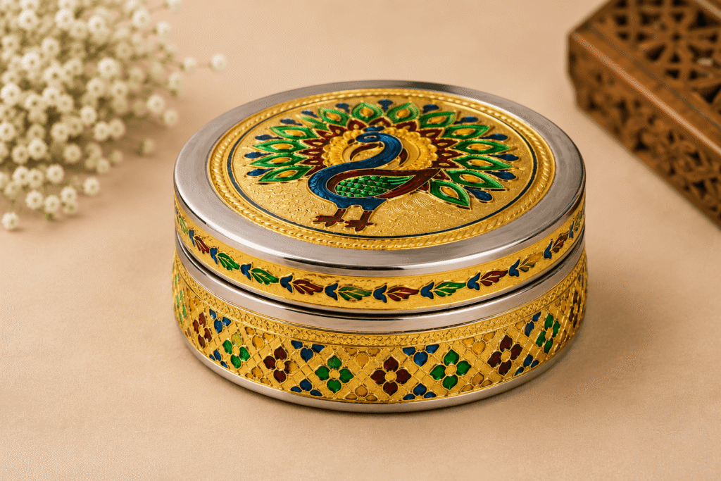 Peacock Meenakari Storage Box