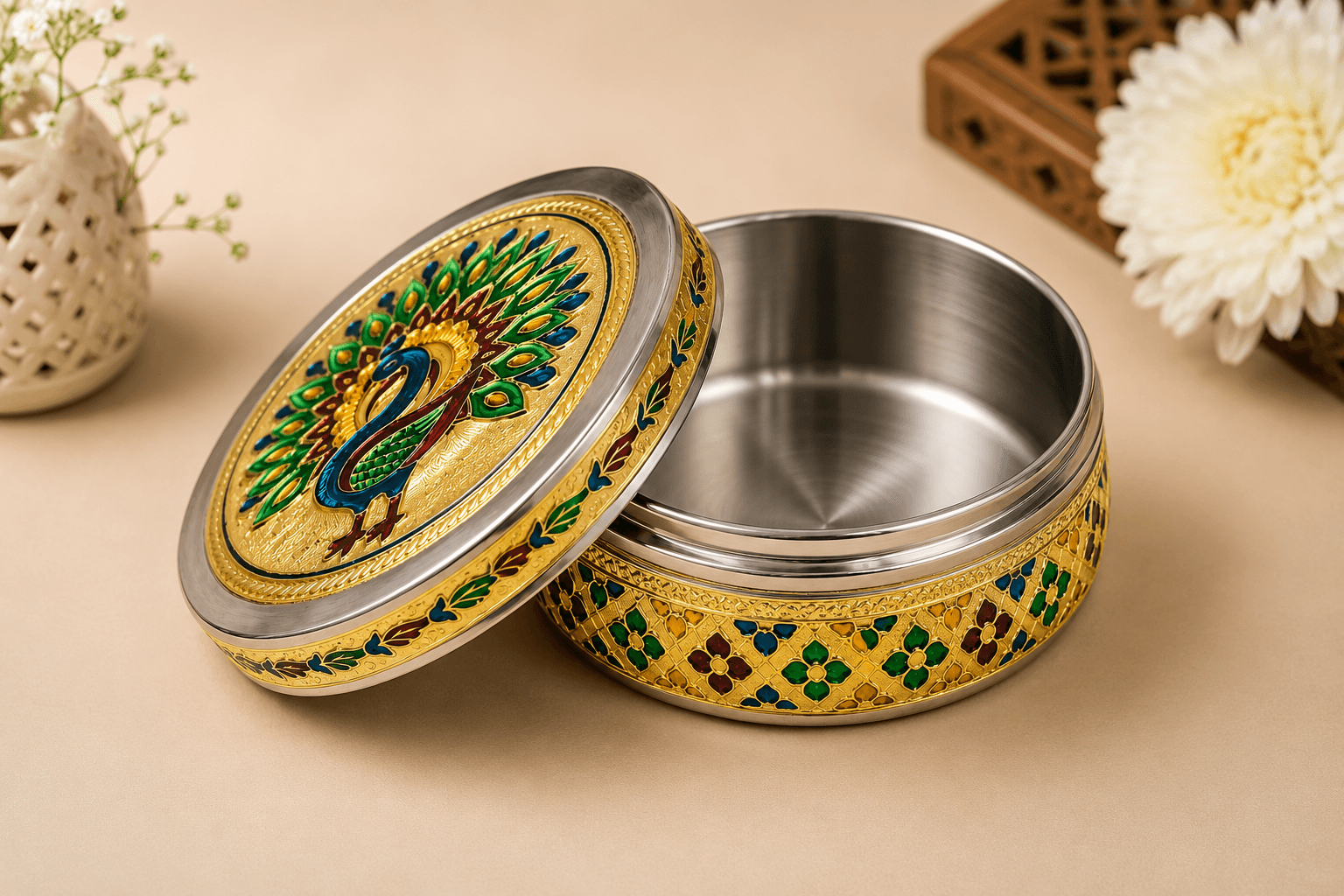 Peacock Meenakari Storage Box - Image 2