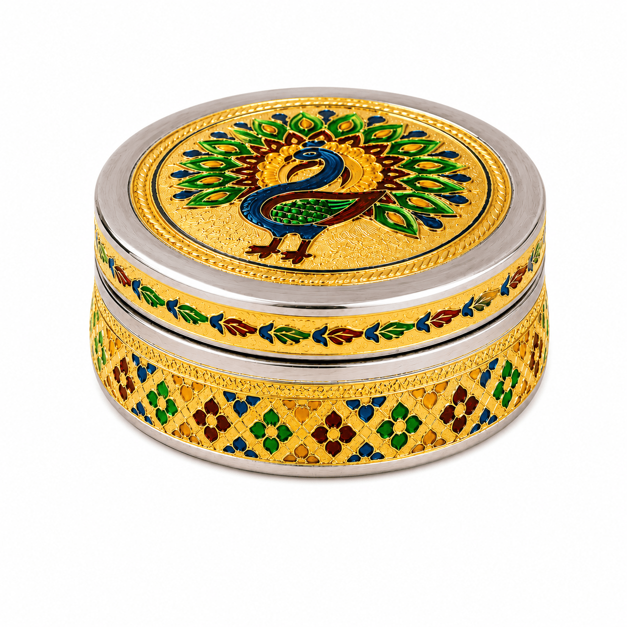 Peacock Meenakari Storage Box - Image 1