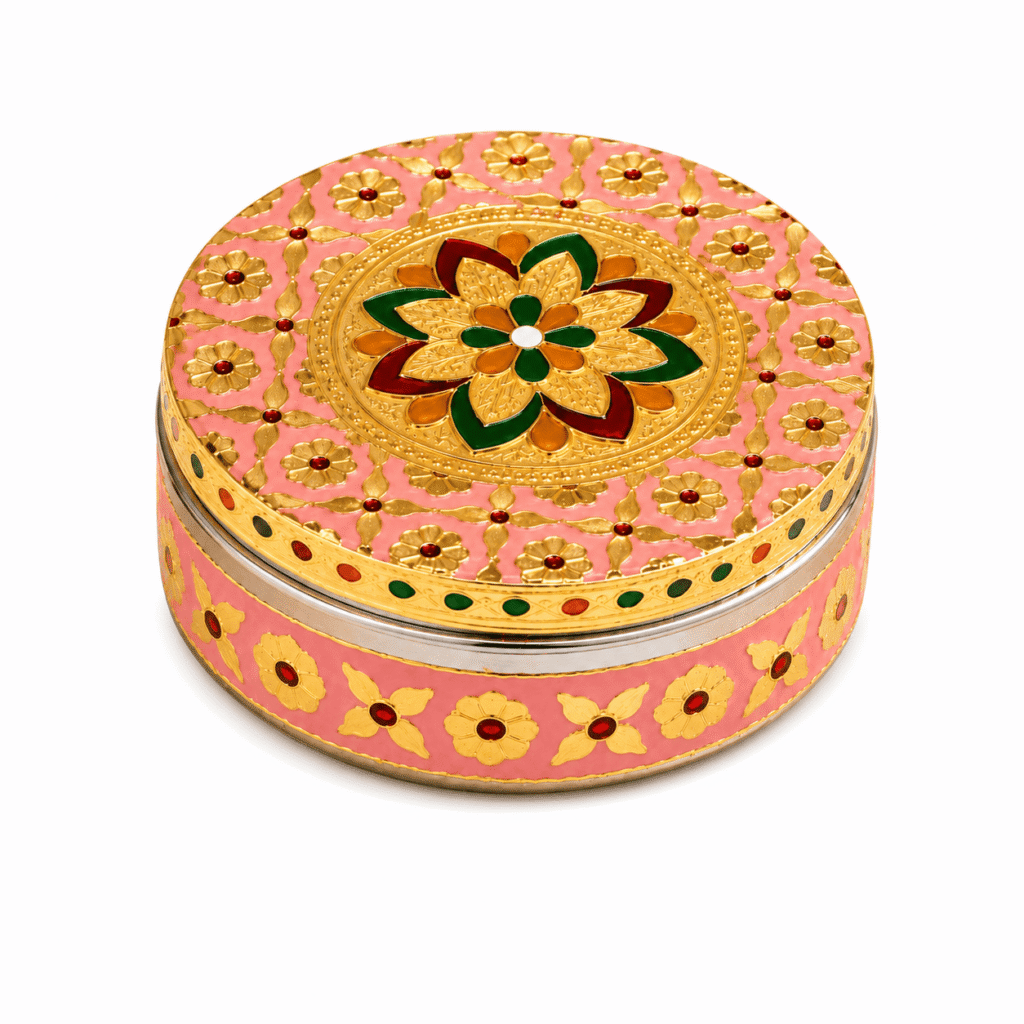 Pink Floral Meenakari Storage Box