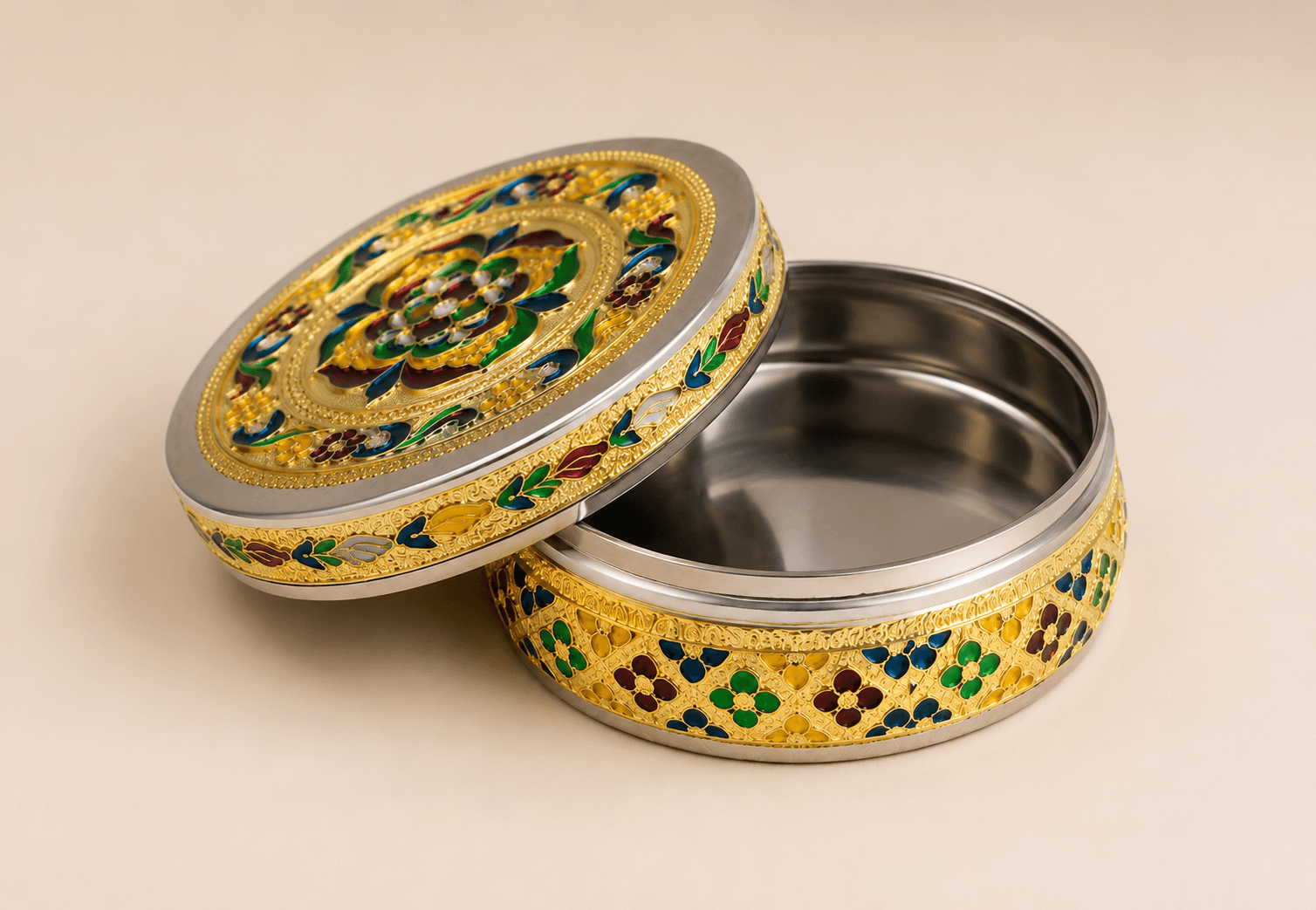 Golden Meenakari Utility Box - Image 2