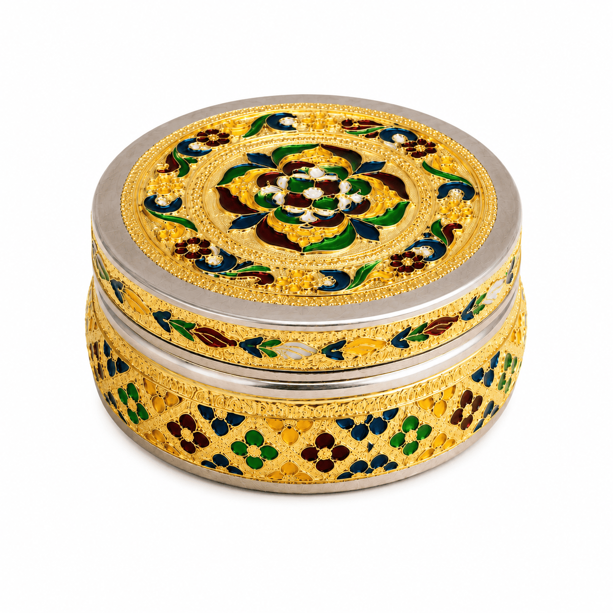 Golden Meenakari Utility Box - Image 1