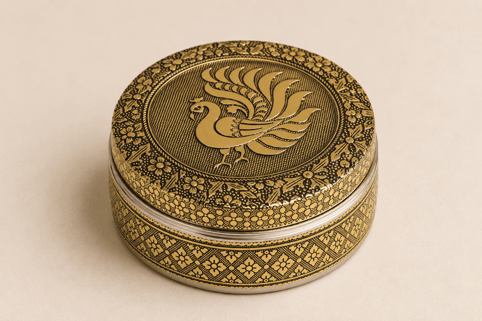 Golden Peacock Meenakari Utility Box - Image 3