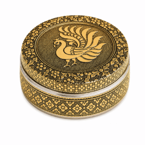 Golden Peacock Meenakari Utility Box - Image 1