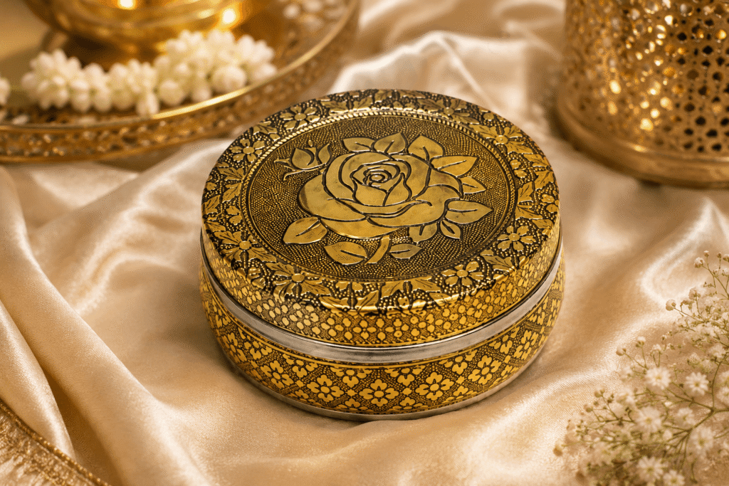 Golden Rose Meenakari Utility Box