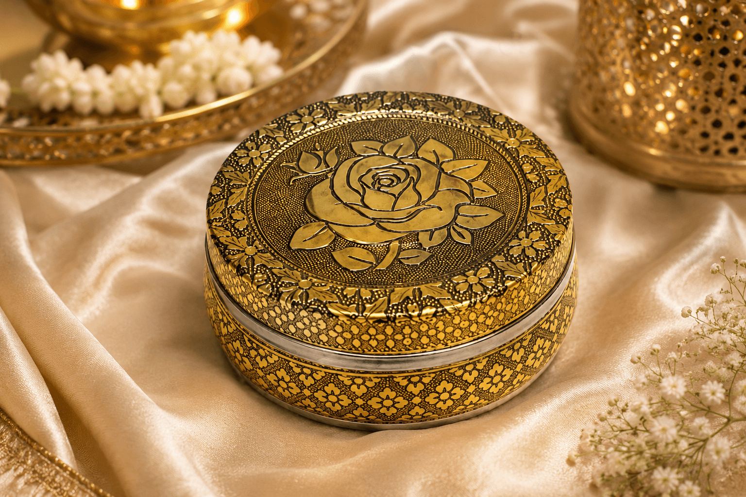 Golden Rose Meenakari Utility Box - Image 3