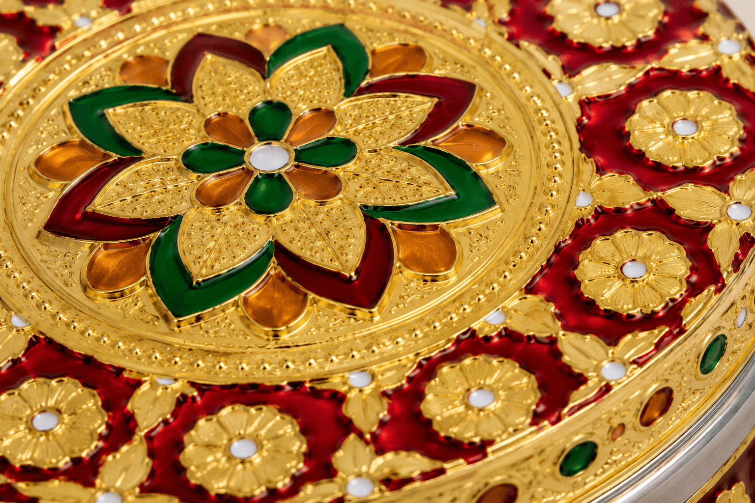 Golden Floral Meenakari Utility Box - Image 2