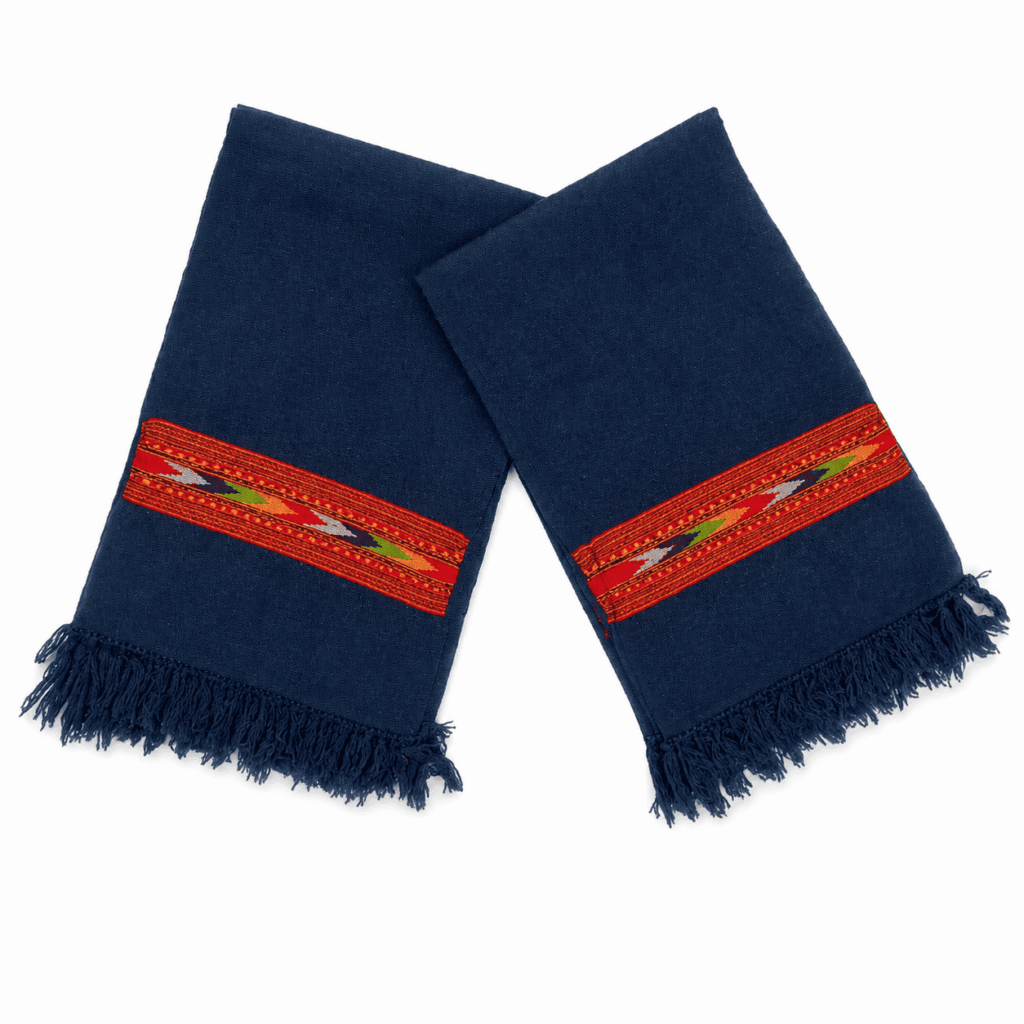 Midnight Blue Woolen Ethnic Scarf