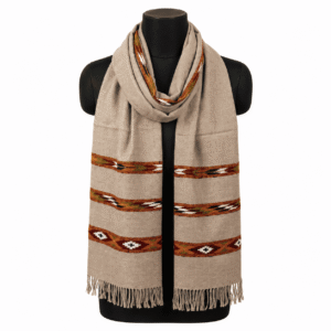 Beige Handwoven Woolen Scarf - Image 1