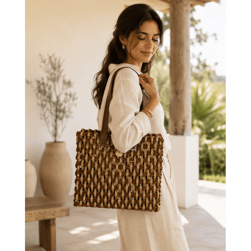 Rustic Weave Sabai Grass Tote Bag