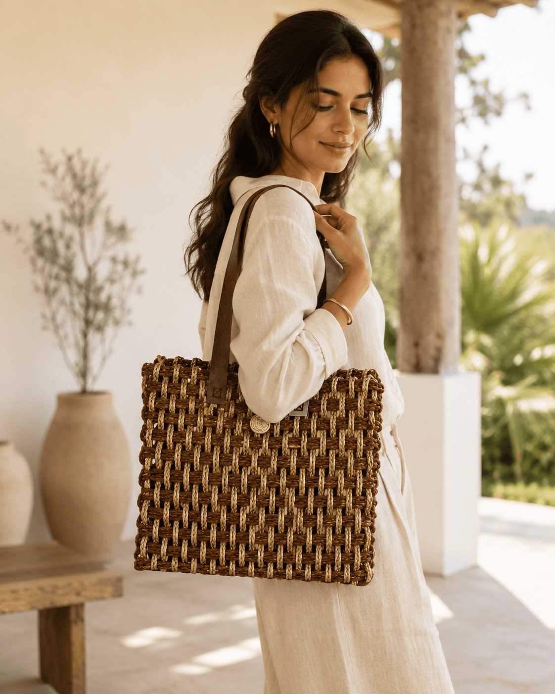 Rustic Weave Sabai Grass Tote Bag - Image 6