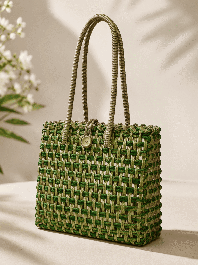Green Weave Sabai Grass Tote Bag