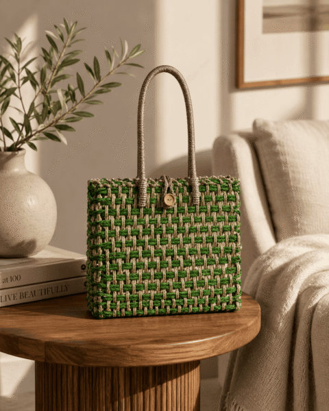 Green Weave Sabai Grass Tote Bag - Image 2