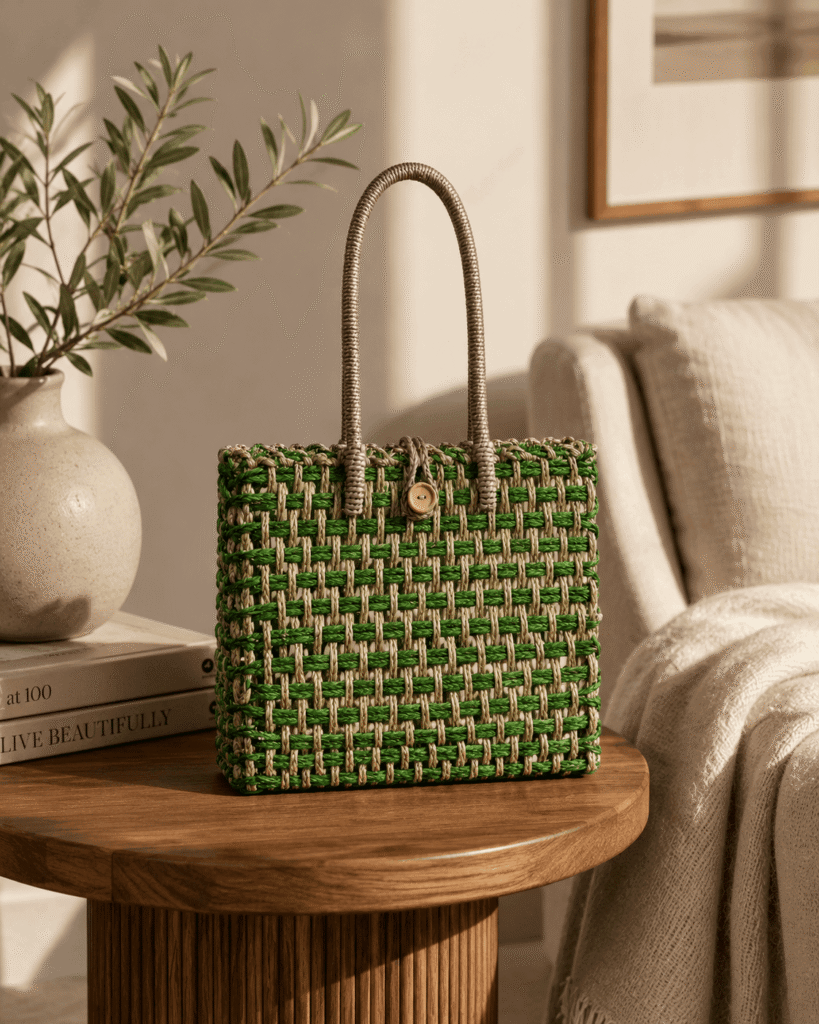 Green Weave Sabai Grass Tote Bag
