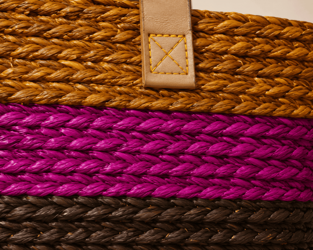 Pink Stripe Sabai Grass Tote Bag