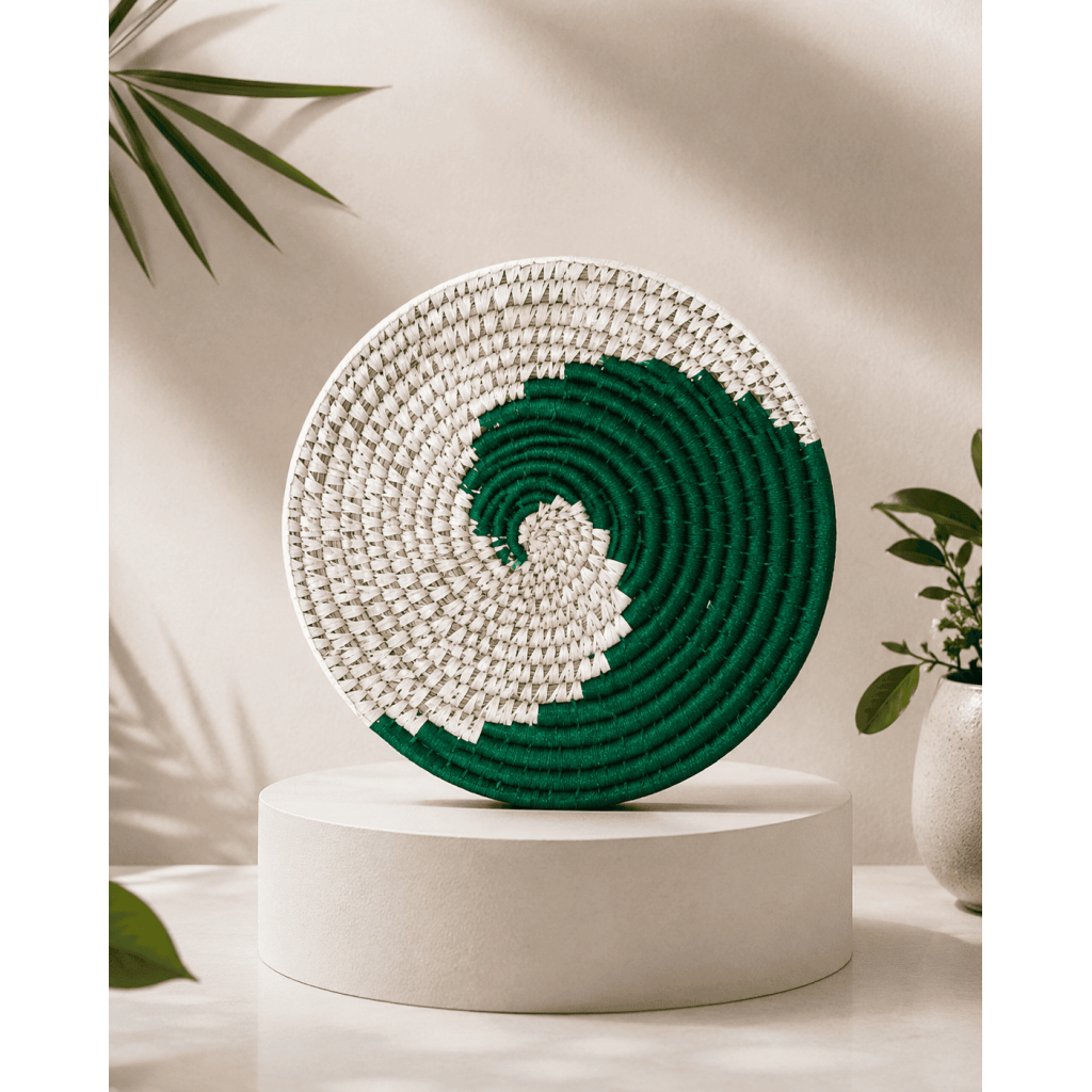 Crimson Spiral Sabai Grass Placemat