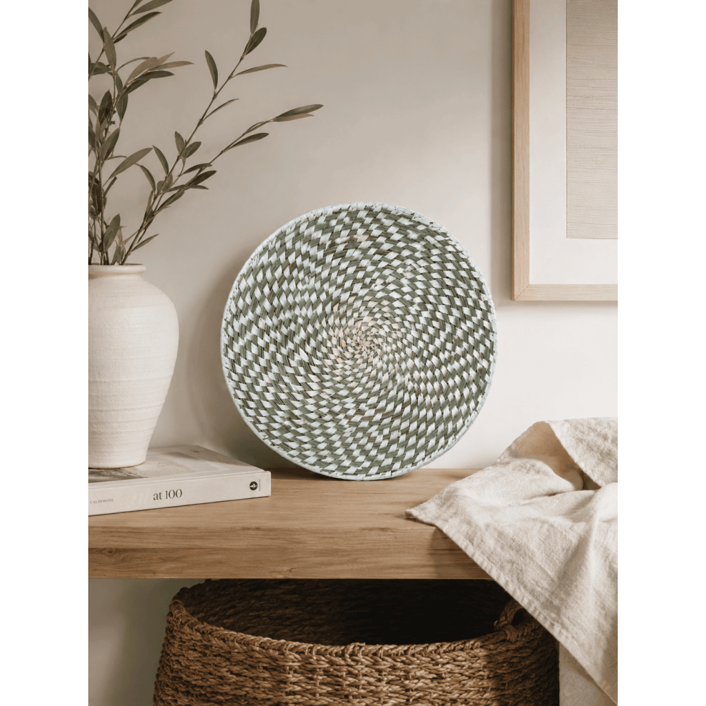 Handwoven Sabai Grass Spiral Wall Art Plate