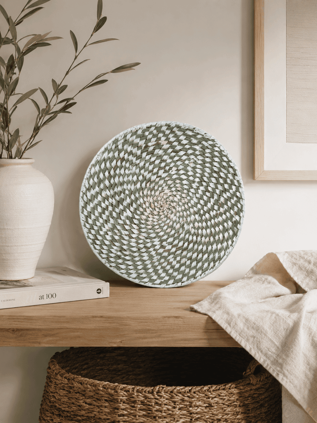 Handwoven Sabai Grass Spiral Wall Art Plate - Image 4