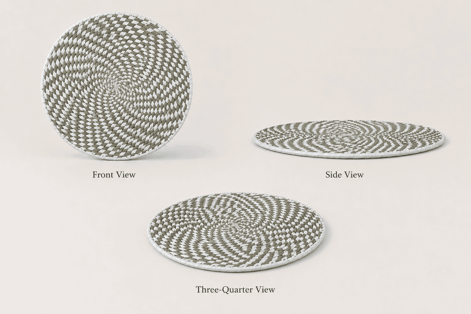 Handwoven Sabai Grass Spiral Wall Art Plate - Image 3