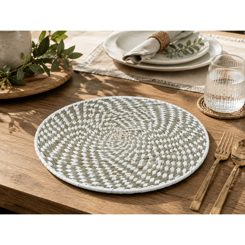 Handwoven Sabai Grass Spiral Wall Art Plate