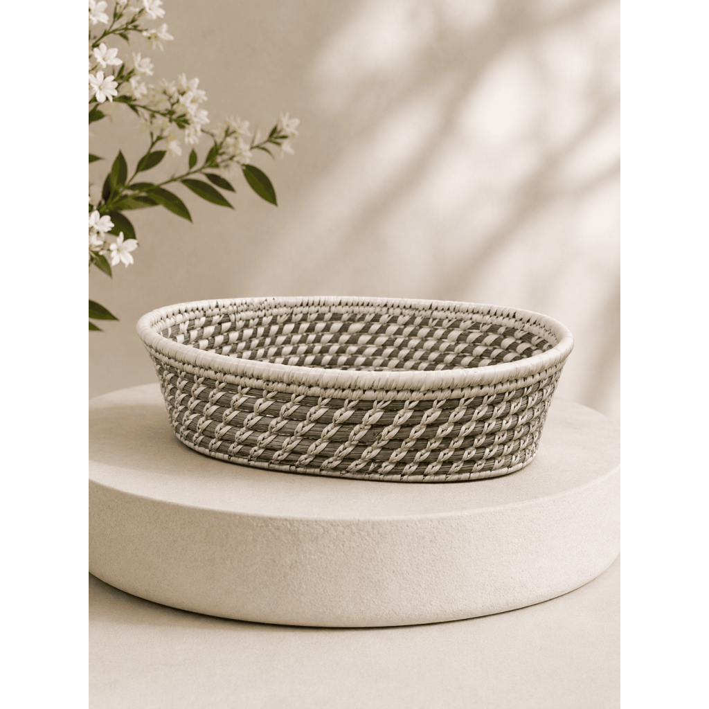 Colorful Sabai Grass Floor Basket