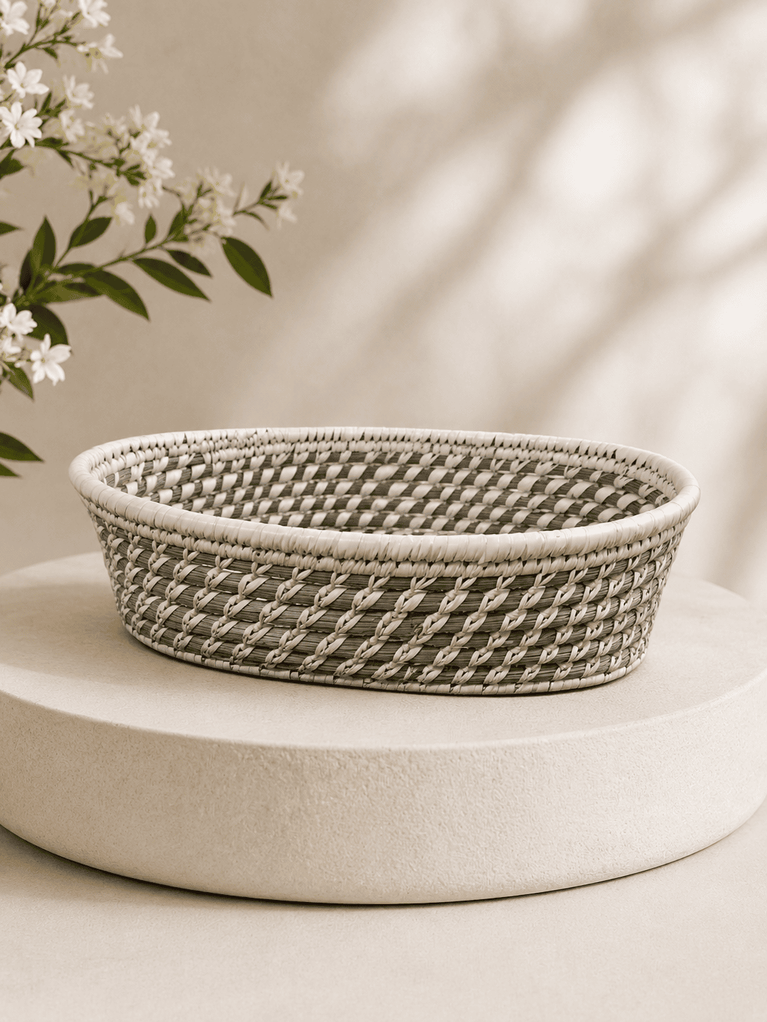 Colorful Sabai Grass Floor Basket - Image 4