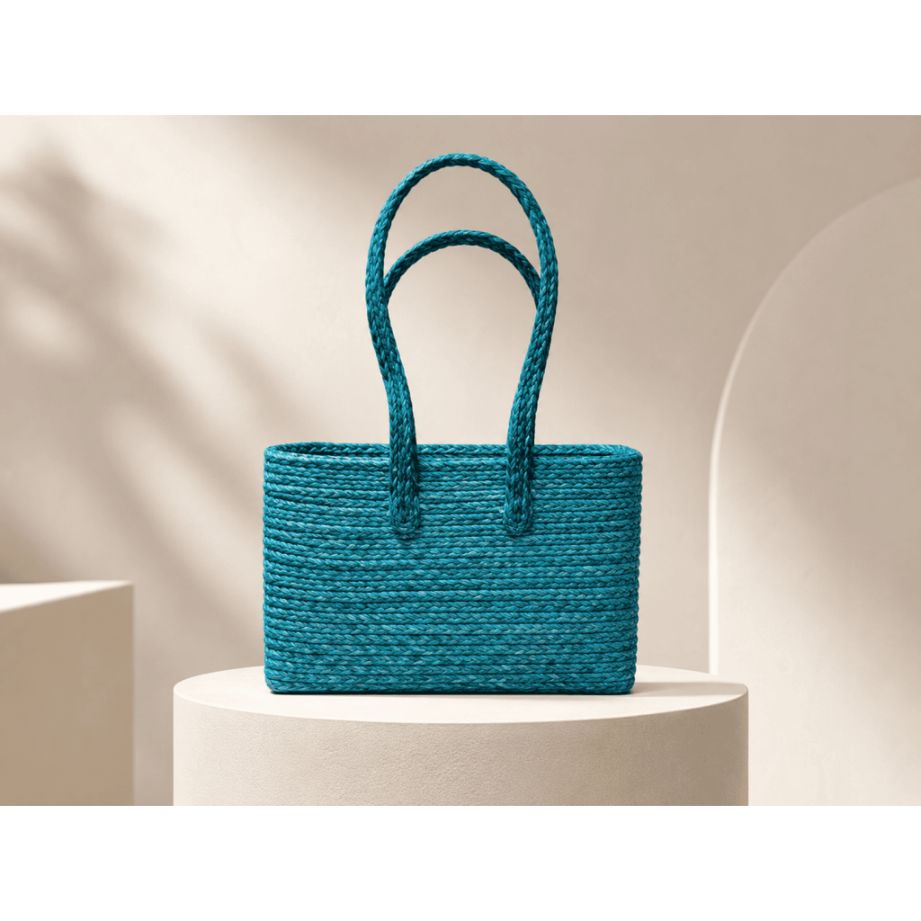 Turquoise Sabai Grass Tote Bag