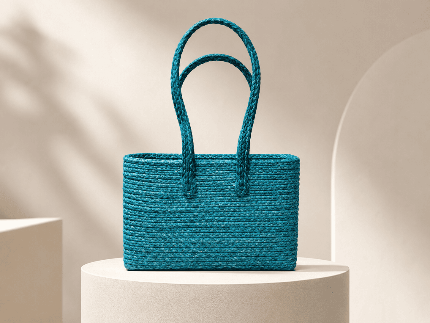 Turquoise Sabai Grass Tote Bag - Image 4