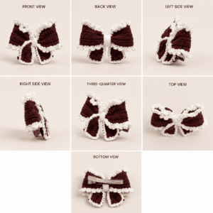 Snow Trim Crochet Bow Hair Clip - Image 4