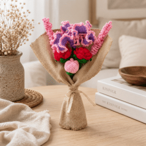 Blush Bloom Crochet Flower Bouquet - Image 3