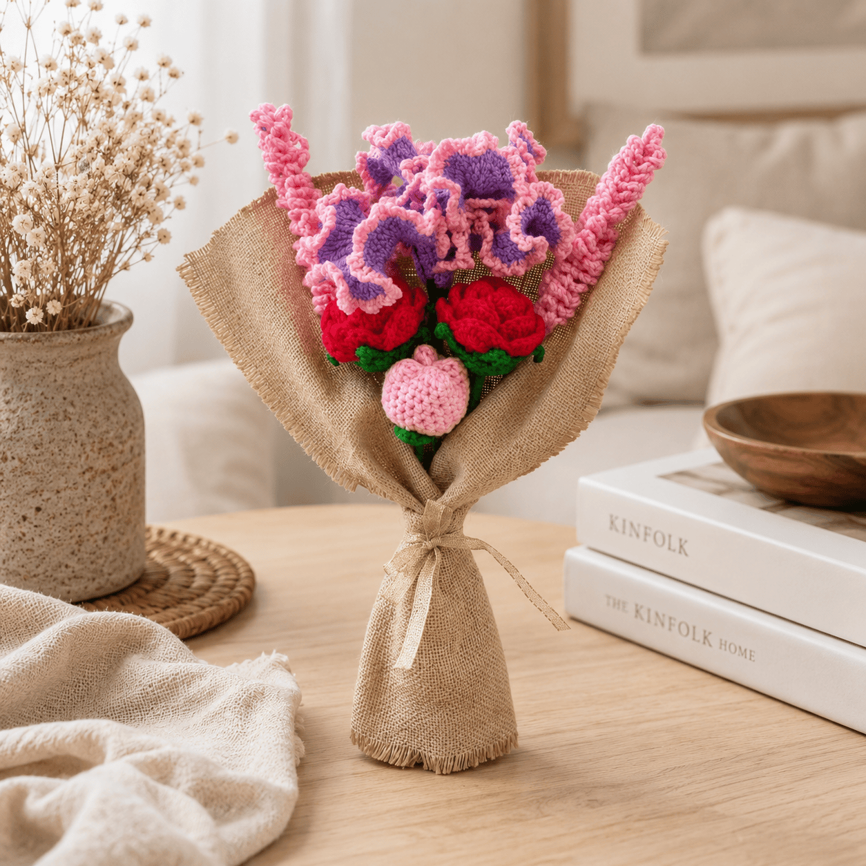 Blush Bloom Crochet Flower Bouquet - Image 3