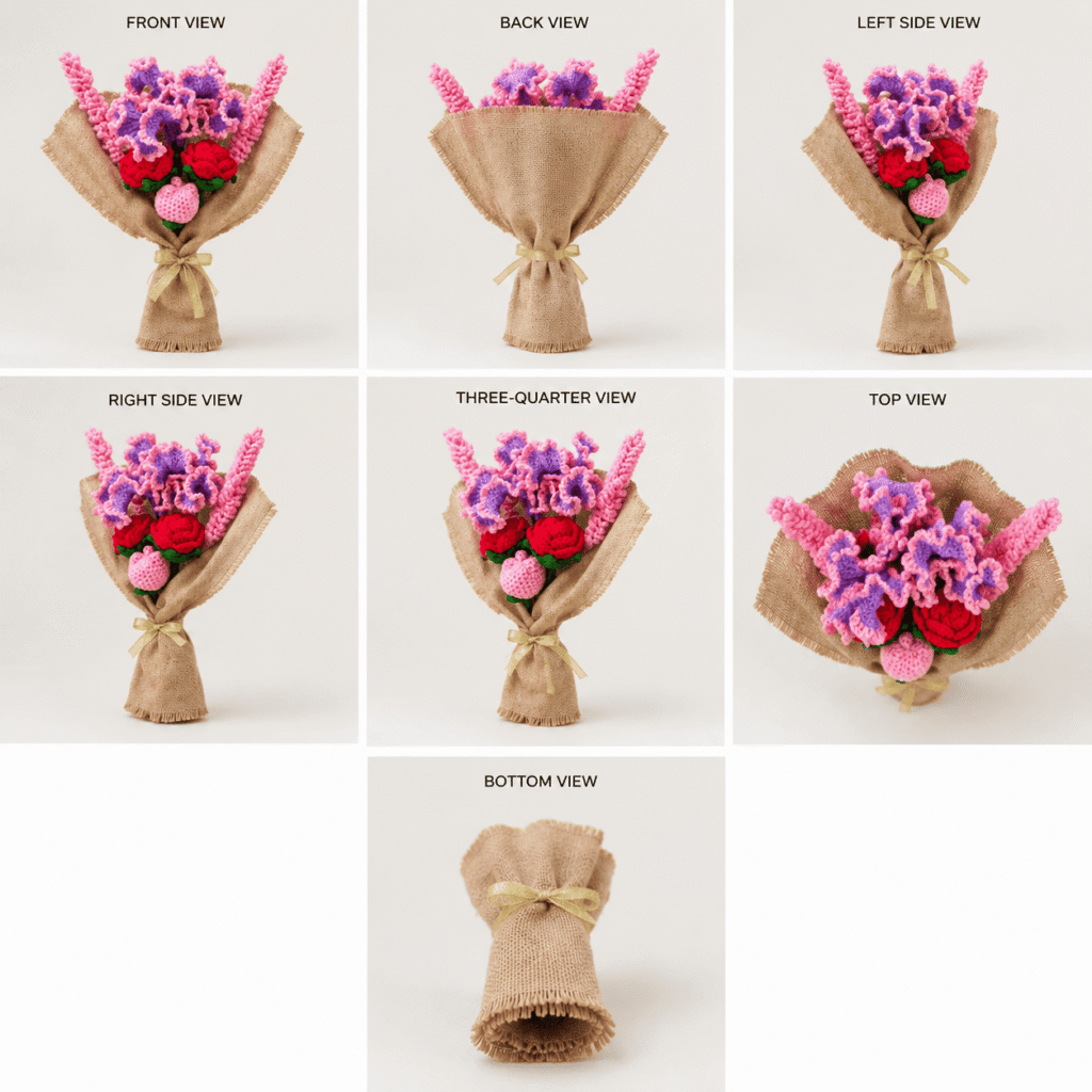Blush Bloom Crochet Flower Bouquet