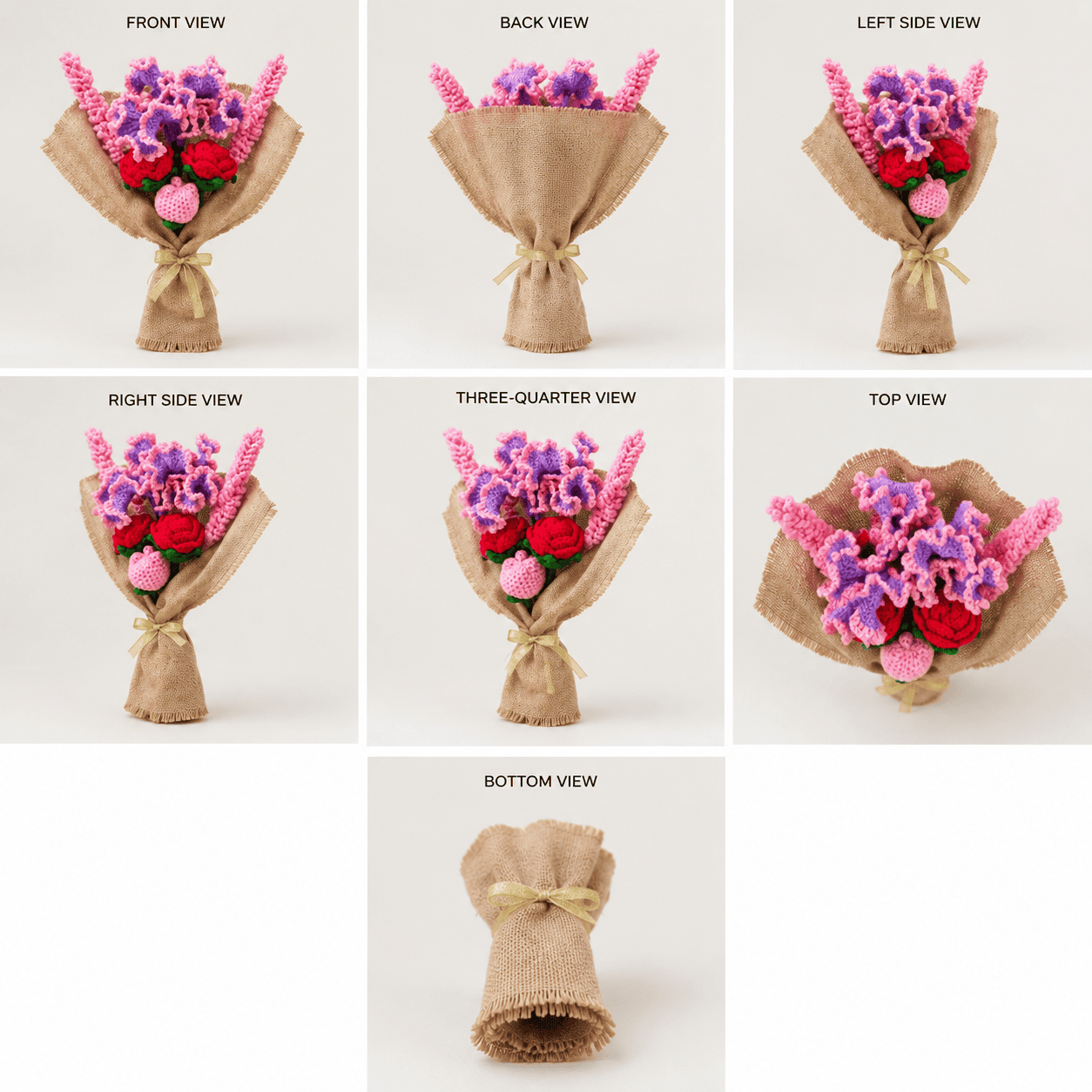 Blush Bloom Crochet Flower Bouquet - Image 4