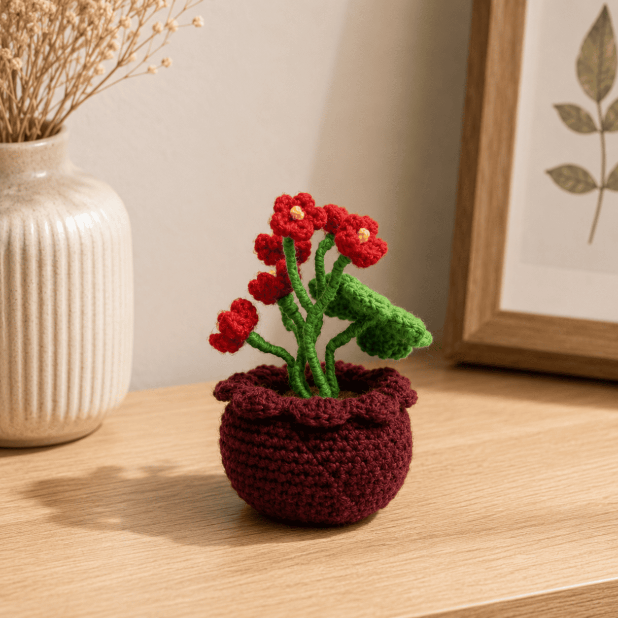 Ruby Bloom Crochet Flower Pot - Image 4