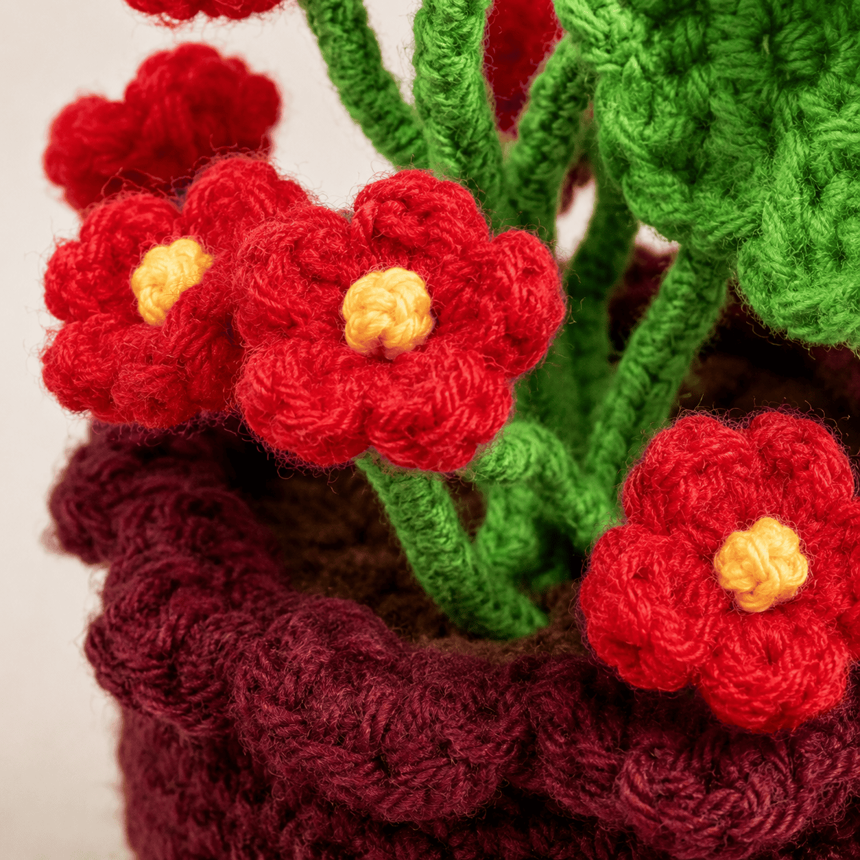 Ruby Bloom Crochet Flower Pot - Image 3