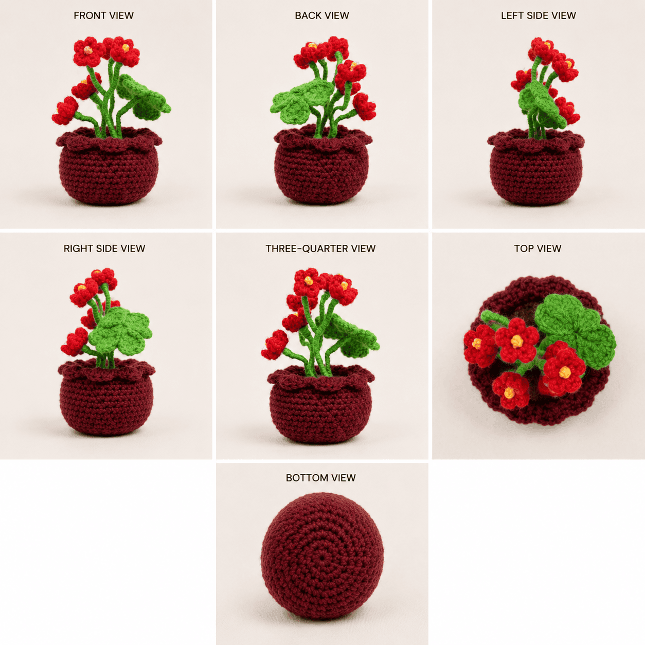 Ruby Bloom Crochet Flower Pot - Image 2