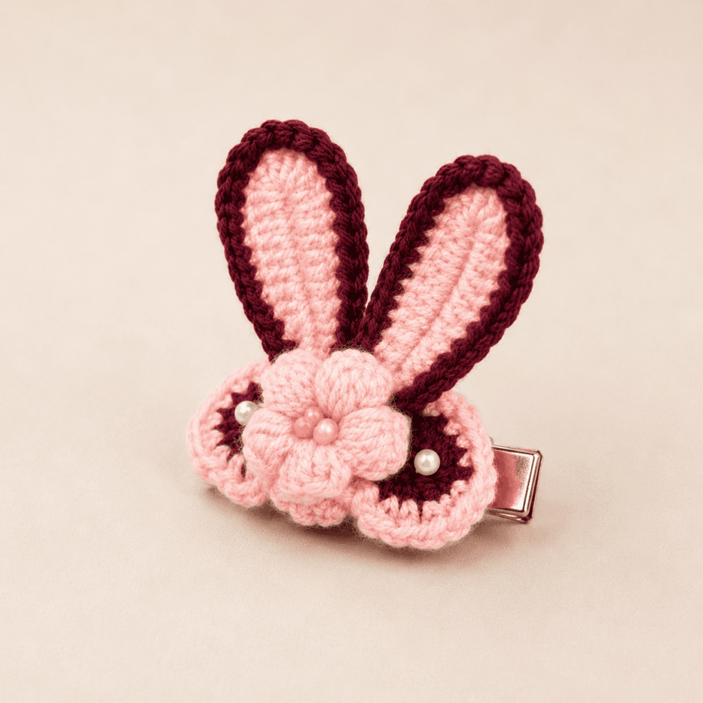 Blush Bunny Crochet Hair Clip